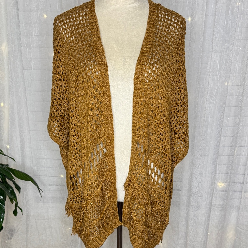 Knox Rose Honey Open-Knit Poncho